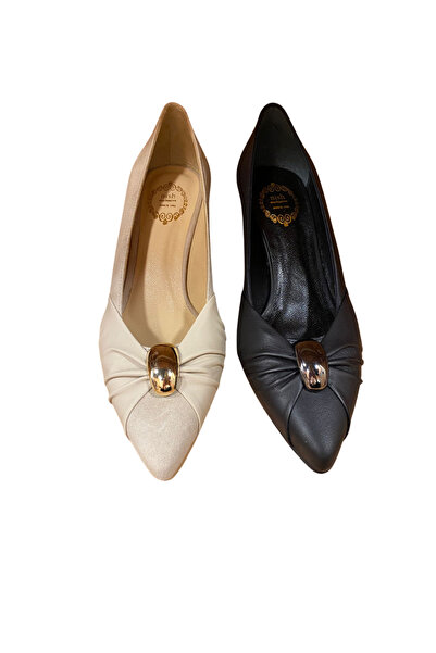 NİSH EXCLUSİVE Genuine Leather Metal Detailed Heeled Shoes