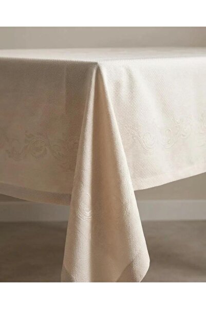 homease Τραπεζομάντηλο με δαμασκηνό σχέδιο ζακάρ σε μπεζ απόχρωση |   Αδιάβρο...