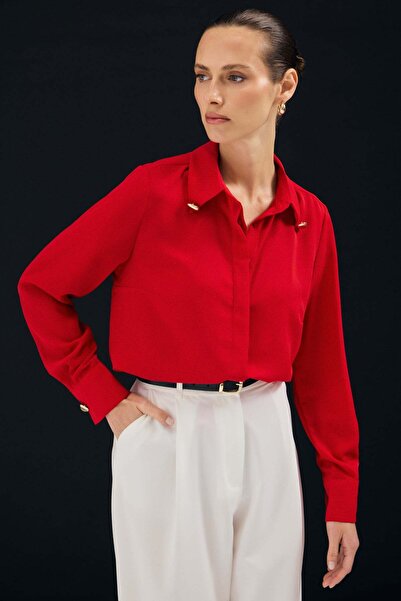 Sateen Πουκάμισο Λούσι - Κόκκινο