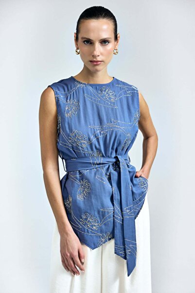 Sateen Ντίνα Μπλούζα - Ιντίγκο