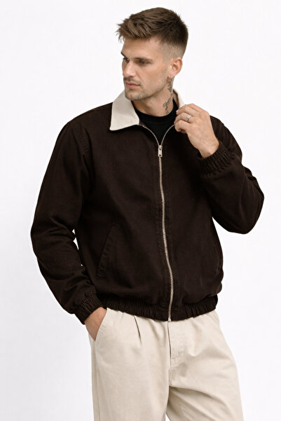 Montland Ανδρικό καφέ μπουφάν από γαμπαρντίνα, υπερμεγέθες, με ελαστική μέση ...