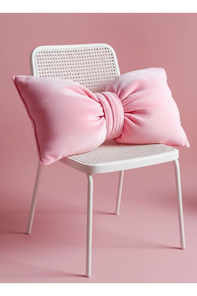 FARCY Μαξιλάρι με φιόγκο και λούτρινη επένδυση από φλις, μαξιλάρι καναπέ-κρεβ...