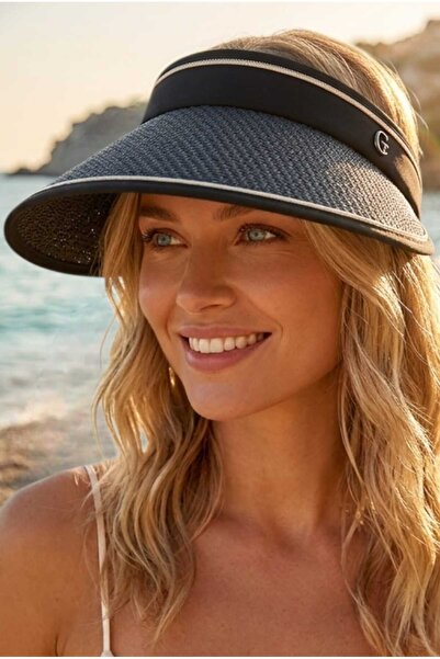 Mood Agenda Γυναικείο καλοκαιρινό μαύρο ψάθινο καπέλο με γείσο