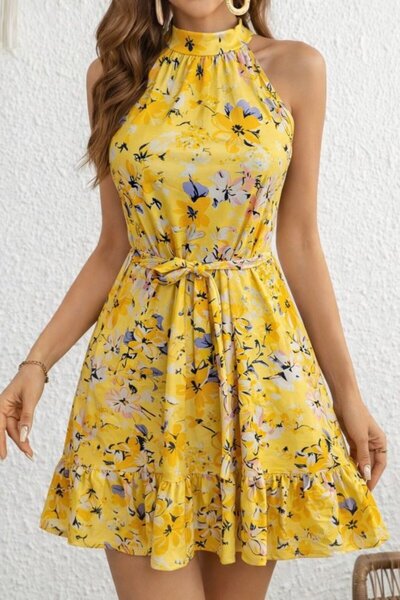 Wear Up Γυναικείο φόρεμα με ζώνη και λαιμόκοψη ψαρά, ανοιχτό στους ώμους, Με ...