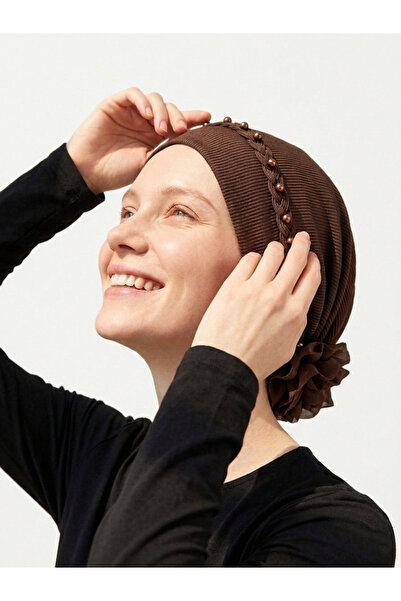 elysianfidan Πλισέ Στριφτό Καφέ Έτοιμο Τουρμπάνι Χιτζάμπ Καπέλο Κατάλληλο για...