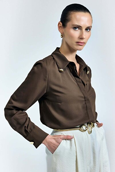 Sateen Πουκάμισο Lucy - Καφέ