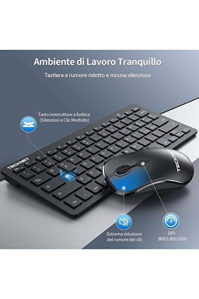 TEKNET Set tastatură și mouse wireless TECKNET Italian QWERTY