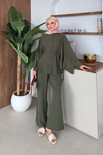 Şulemoda Giyim طقم بنطلون فلو كاكي