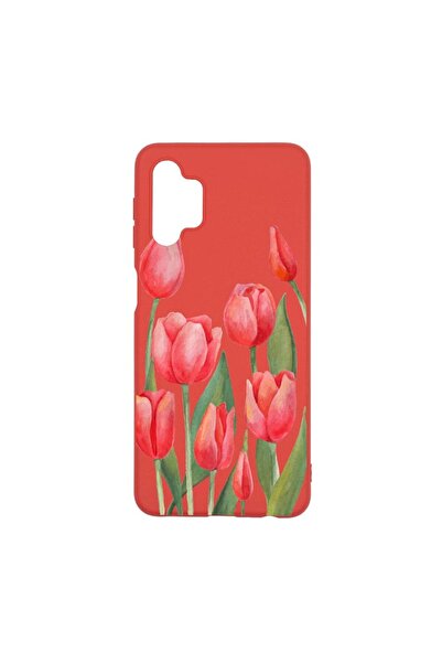 bestcase Θήκη σιλικόνης, Συμβατή με Samsung Galaxy A32 5G, Κόκκινες τουλίπες,...