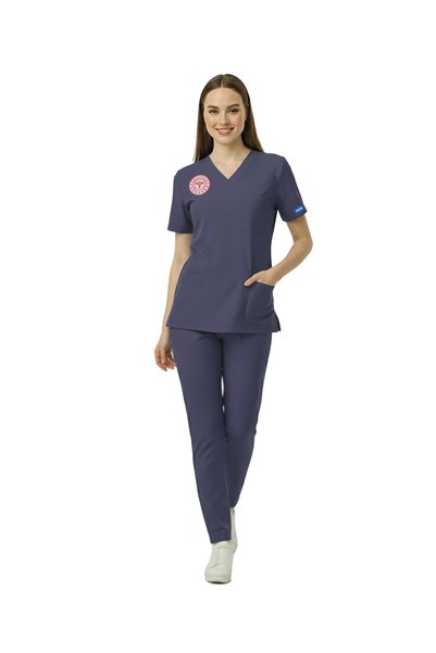 Pozitif Üniforma Navy Blue Nurse Uniform Positive Lycra Scrubs Set (Compliant with New Regulations – Patriot Blue)