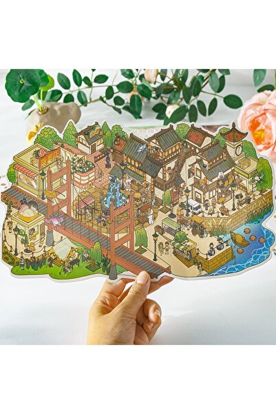 Markasız ucuz 3D Şehir Temalı Dekoratif Sticker Sahnesi 133-52