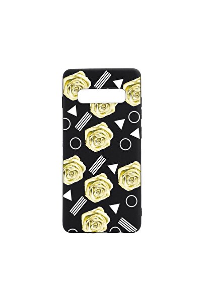 bestcase Θήκη σιλικόνης συμβατή με Samsung Galaxy S10 Plus, Κίτρινο Ροζ, ανθε...