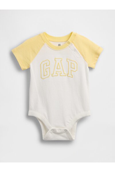GAP Bebek Açık Sarı Organik Pamuk Logo Bodysuit