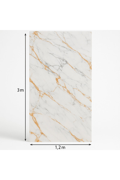 OEM Αυτοκόλλητη ταπετσαρία λευκό μάρμαρο με πορτοκαλί-χρυσές και γκρι φλέβες ...