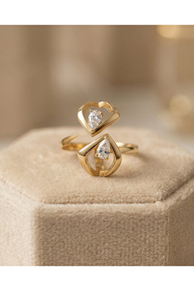 XUPING JEWELRY Kalp 💜❤ detaylı gold yüzük