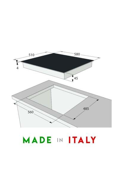 Kitchen Line موقد كهربائي سيراميك 60 سم - 4 مناطق - تحكم باللمس - صنع في إيطاليا |