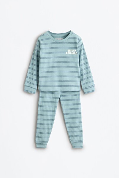 LEFTIES Desenli fitilli pijama takımı
