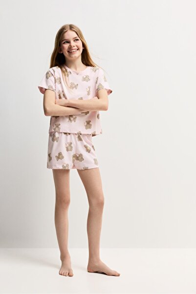LEFTIES Desenli kısa pijama takımı