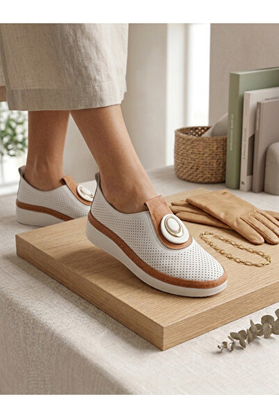MARCO ROCCO Genuine Leather Casual Shoes with Hole Detail