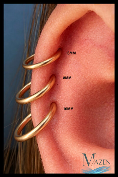 MAZEN Gold Titanyum Tam Halka Clicker Piercing | Beden Seçenekli | G23 Premium Seri