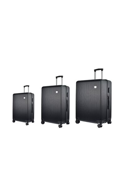 OEM Σετ βαλιτσών τρόλεϊ ταξιδίου 3 σε 1, μπλε ABS, μαύρο