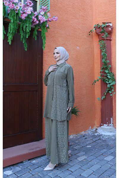 MODAMÜNASİP Υπέροχο λινό σετ ειδικής σχεδίασης από 100% βαμβάκι με λεπτομέρει...