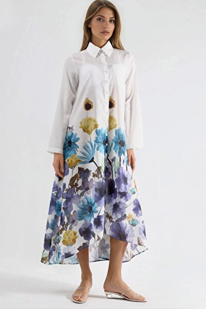 Hiccup Φόρεμα μάξι με λουλουδάτο σχέδιο της MSN με γιακά πουκάμισου και κλείσ...