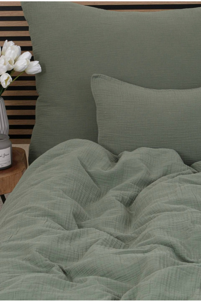 NazeninHome Muslin Duvet Cover Set Single Size Beige |   With Sheets