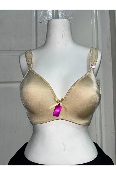 F.K Women's C Cup Shiny Fabric Unlined and Underwired Nude Bra