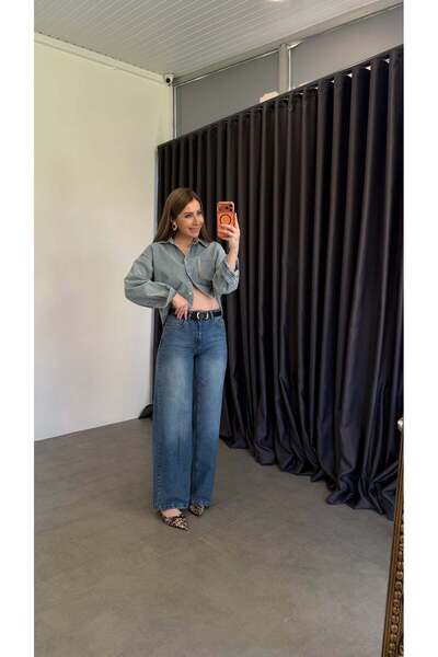 elif teke Oval Black Arched Straight Leg Jeans Blue