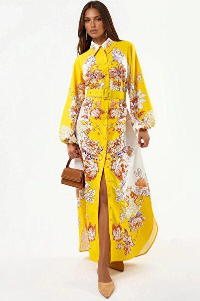 Hiccup Φόρεμα μάξι με γιακά πουκάμισου και δεμένο κλείσιμο, με λουλουδάτο σχέδιο