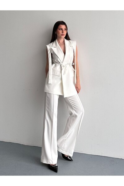 moda çağdaş Σετ Velora Αμάνικο Γιλέκο με Δέσιμο