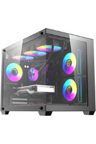 Dark Flash PC Case DarkFlash B275 PRO Computer Case (Black) + 6 Fans