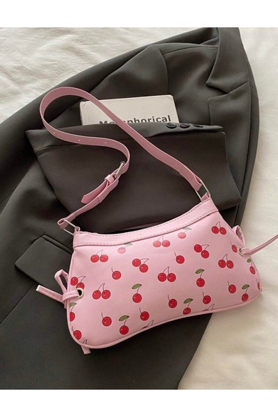 Tatador Women's Cherry Pattern Printed Vintage Style Zipper Square Shoulder Bag