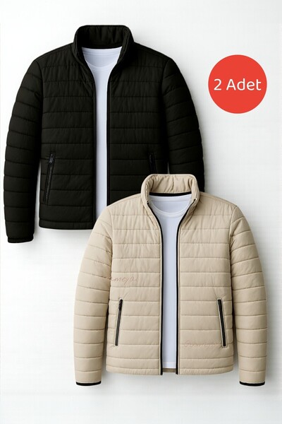 MEYASU 2 Ανδρικά μπουφάν με διπλές τσέπες και επένδυση από φουσκωτό καπιτονέ