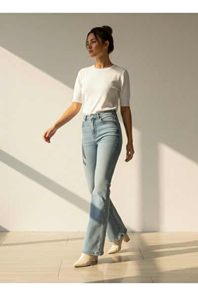 VETTA Denim Ekstra Likralı İspanyol Paça Pantolon 7578 Yaz Sezon