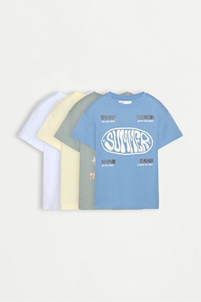 LEFTIES Pack 4 baskılı t-shirt