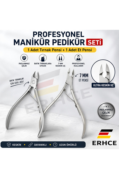 ERHCE مجموعة من قطعتين من أدوات تقليم الأظافر + أدوات تقليم الجلد، مجموعة أدو...