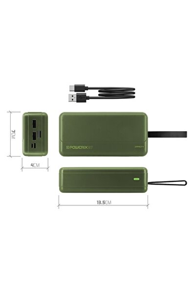 DELPHİN Baterie externă / Power bank 27000 mAh PoweriX, 2× USB-A (5V/1A – 5V/2A)