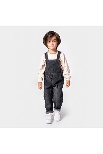 İKO BABY Erkek Çocuk 1-2-3-4 Yaş Yumuşak Kot Salopet Tulum