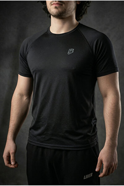 Liber Breathable Mesh T-Shirt - Men's Black Mesh Athlete Training T-Shirt