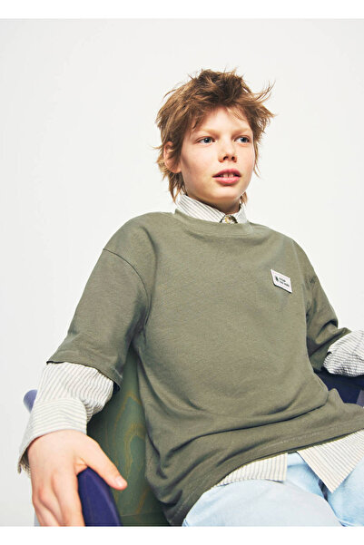 MANGO Kids İşleme detaylı keten tişört