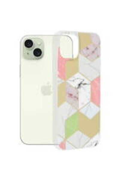 Techsuit Θήκη για iPhone 15 Plus - Σειρά Marble - Μωβ Εξάγωνο