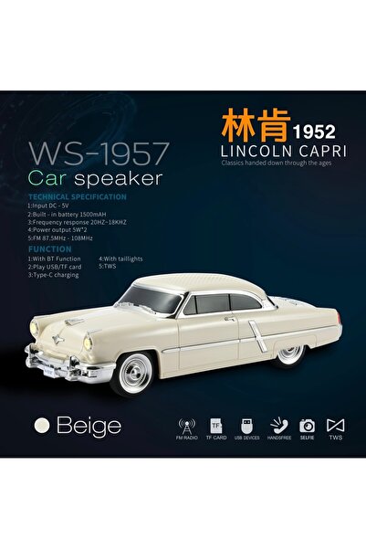 ErginGroup WS-1957 Lincoln Capri 1952 Klasik Araba Kablosuz Bluetooth Hoparlö...