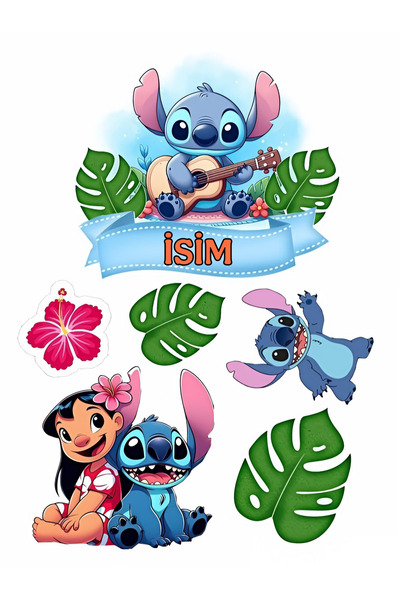 telaşe memuru İSİMLİ - Stitch Yenilebilir Pasta Süsü - Stiç Pasta Resmi ve Ba...