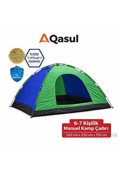 qasul 6-7 Kişilik Kamp Çadırı Su Geçirmez Geniş Aile Çadırı 220x250x150 cm Ma...