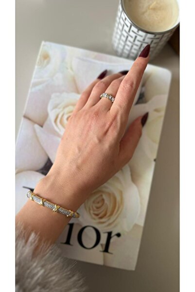 MonCheriAccessoire Zirkon Taşlı X0X Gold Bilezik