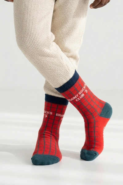 Katia&Bony Καρό Κόκκινες Παιδικές Κάλτσες