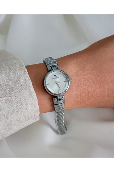 CLUPPOLOON Silver Metal Wristwatch |   Round Minimal Stylish Model