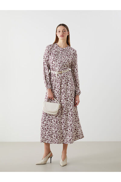 LC Waikiki Lcwaikiki Classic Ecru Floral Ruffle Dress with Nevavm Difference ...